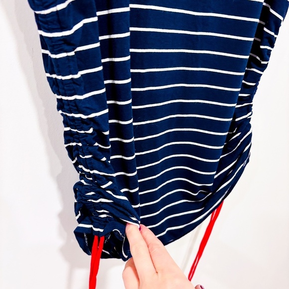 🌼NWOT🌼 ENVIE DE FRAISE – Navy striped maternity top with red drawstrings * - Picture 4 of 7